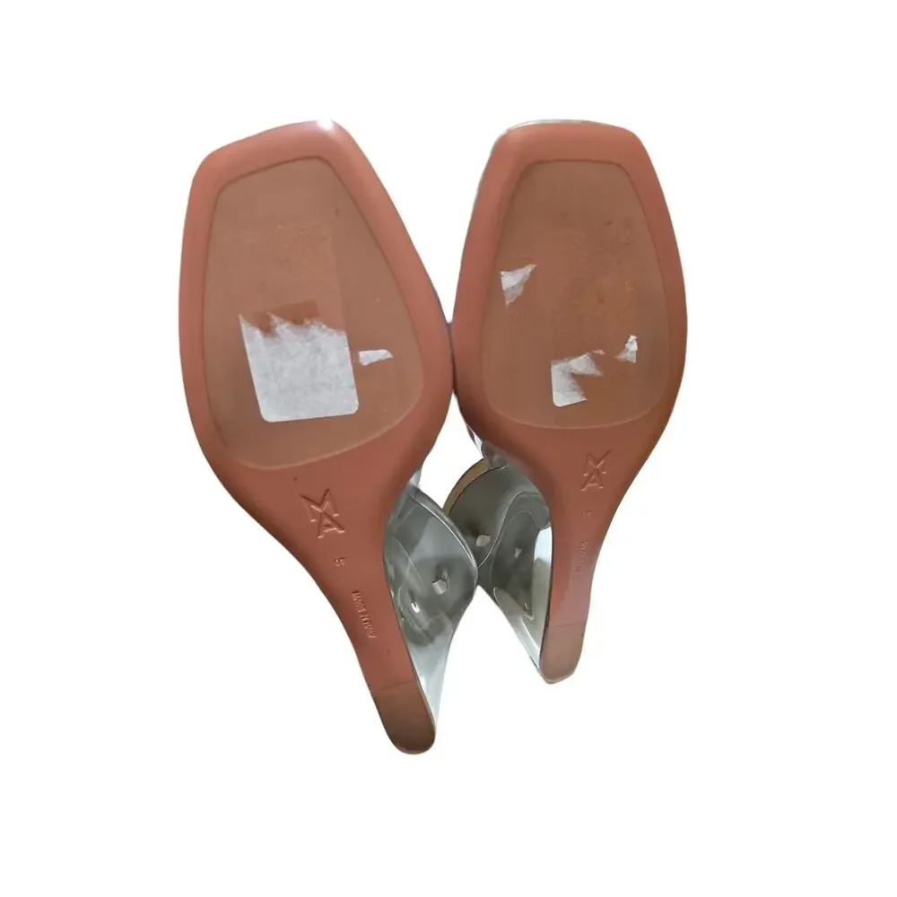 Amina Muaddi Lupita Glass Cinderella Plexi Wedge Transparent Heel IT 40